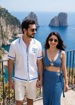 Couples Luxury Travel Editorial Photography on a Capri Mediterranean Cliff