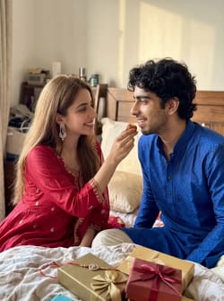 Authentic Raksha Bandhan Celebration Snapshot of Siblings in Bedroom Setting