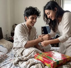 Candid Smartphone Photo of Indian Siblings Celebrating Raksha Bandhan