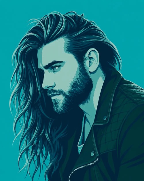 Bold Vector Profile: Minimalist Editorial Portrait in Teal