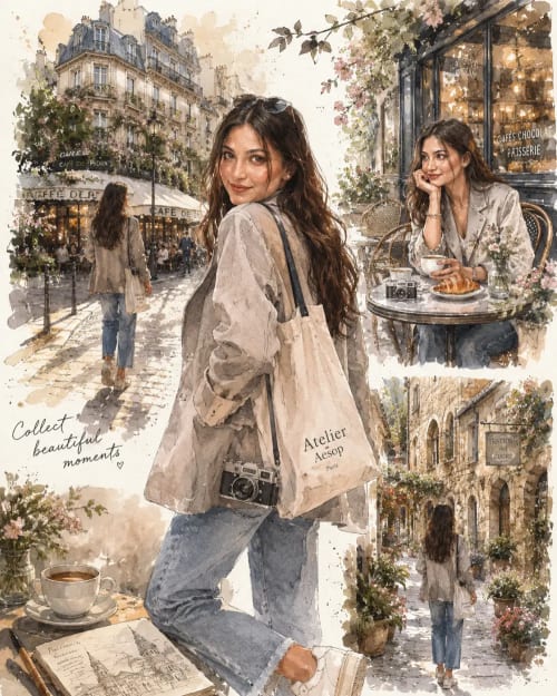 European Wanderlust: Haute Couture Watercolor Travel Diary