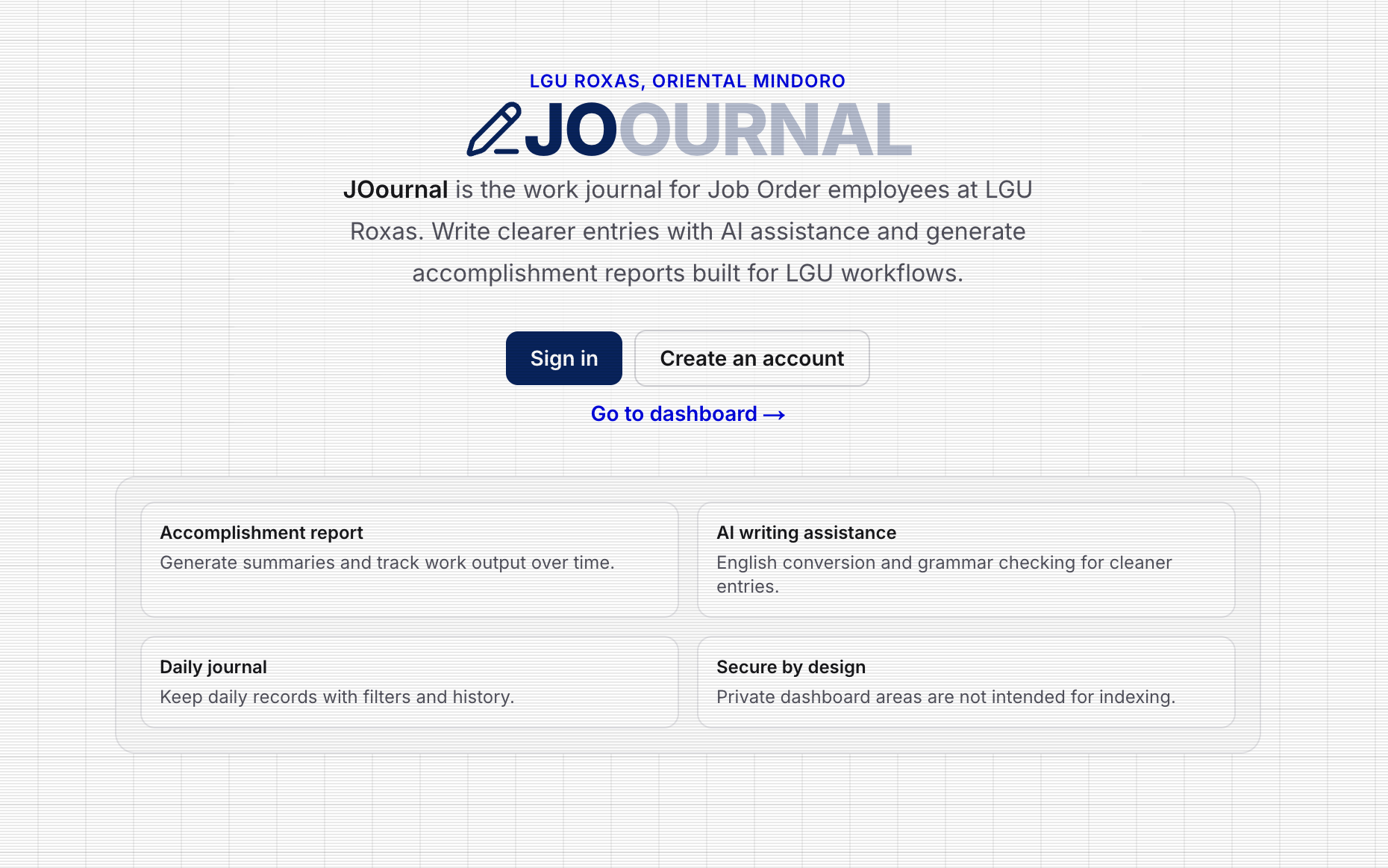 Screenshot of JOournal