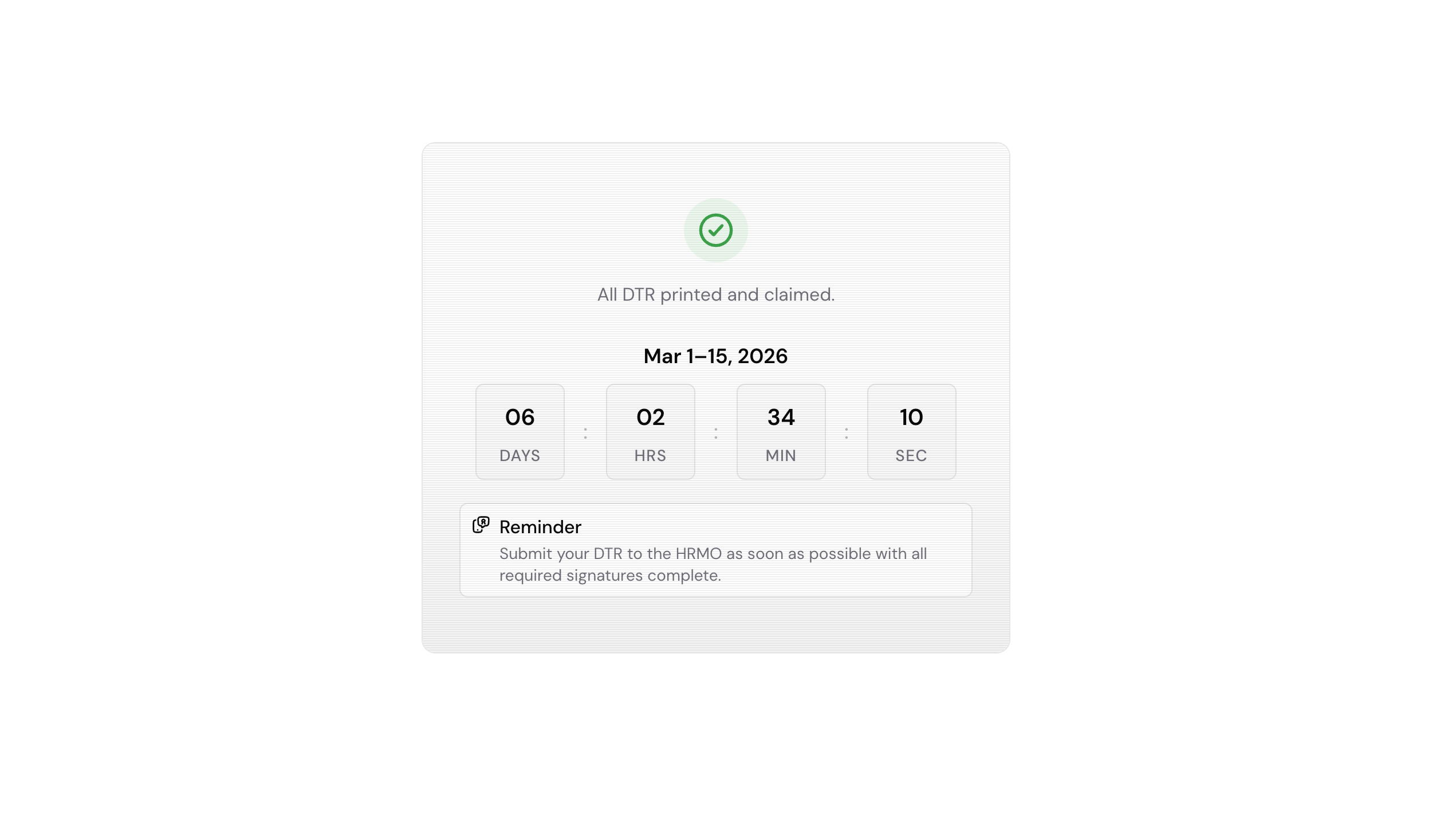 Screenshot of DTR Tracker