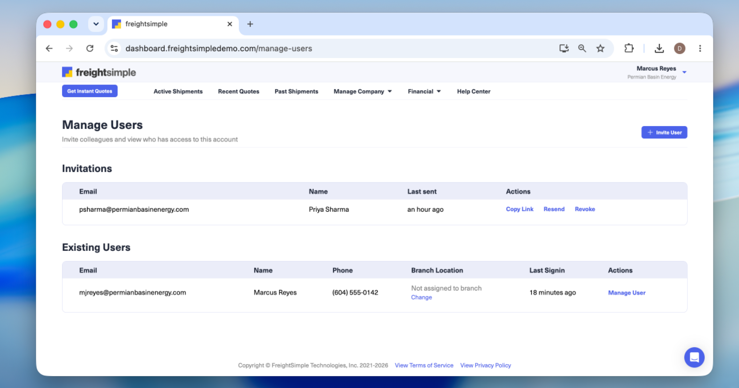 Manage User option next to a teammate