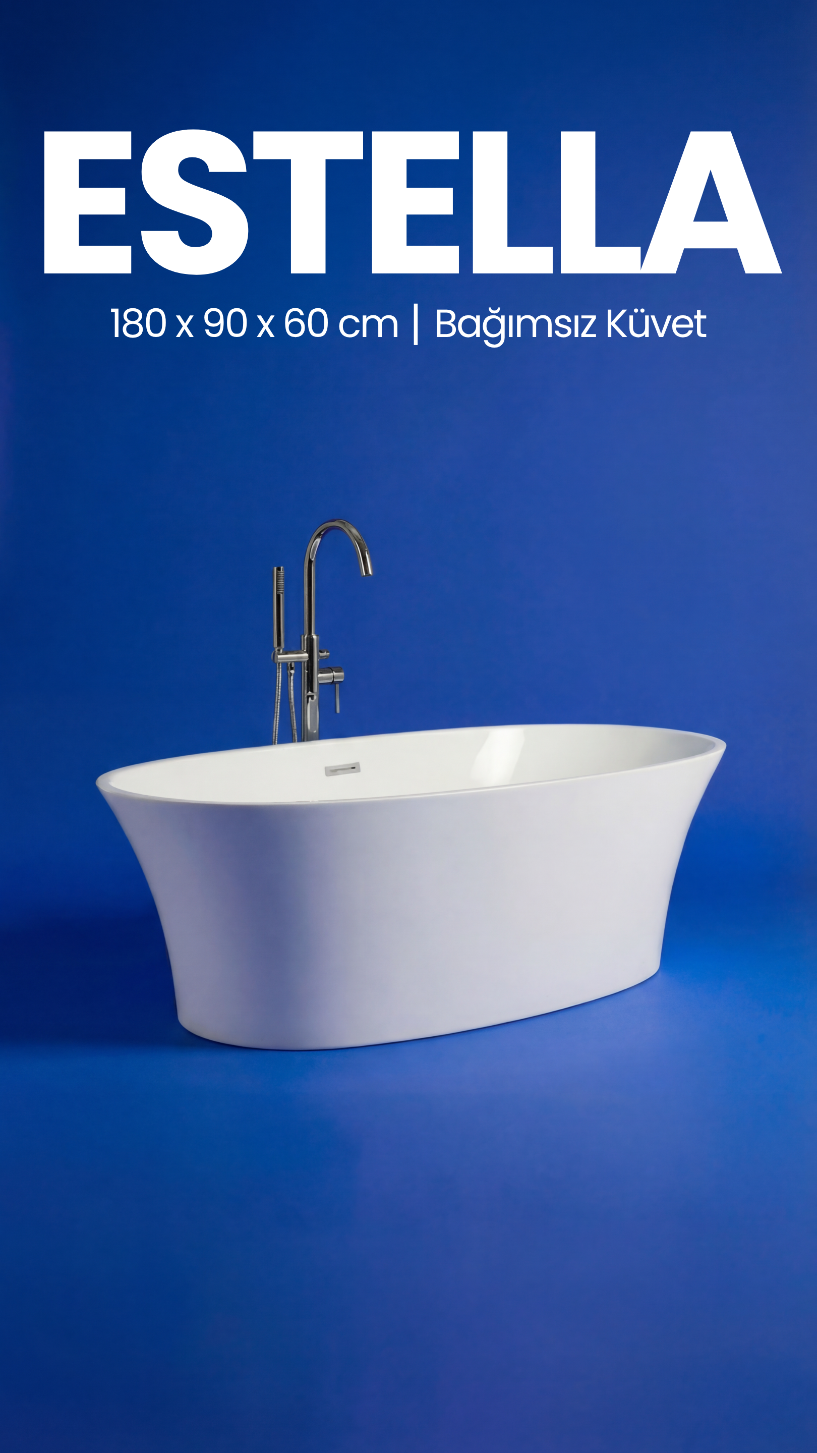 Estella Beyaz Bağımsız Küvet - Freestanding Küvet Modeli - Atlas Jakuzi