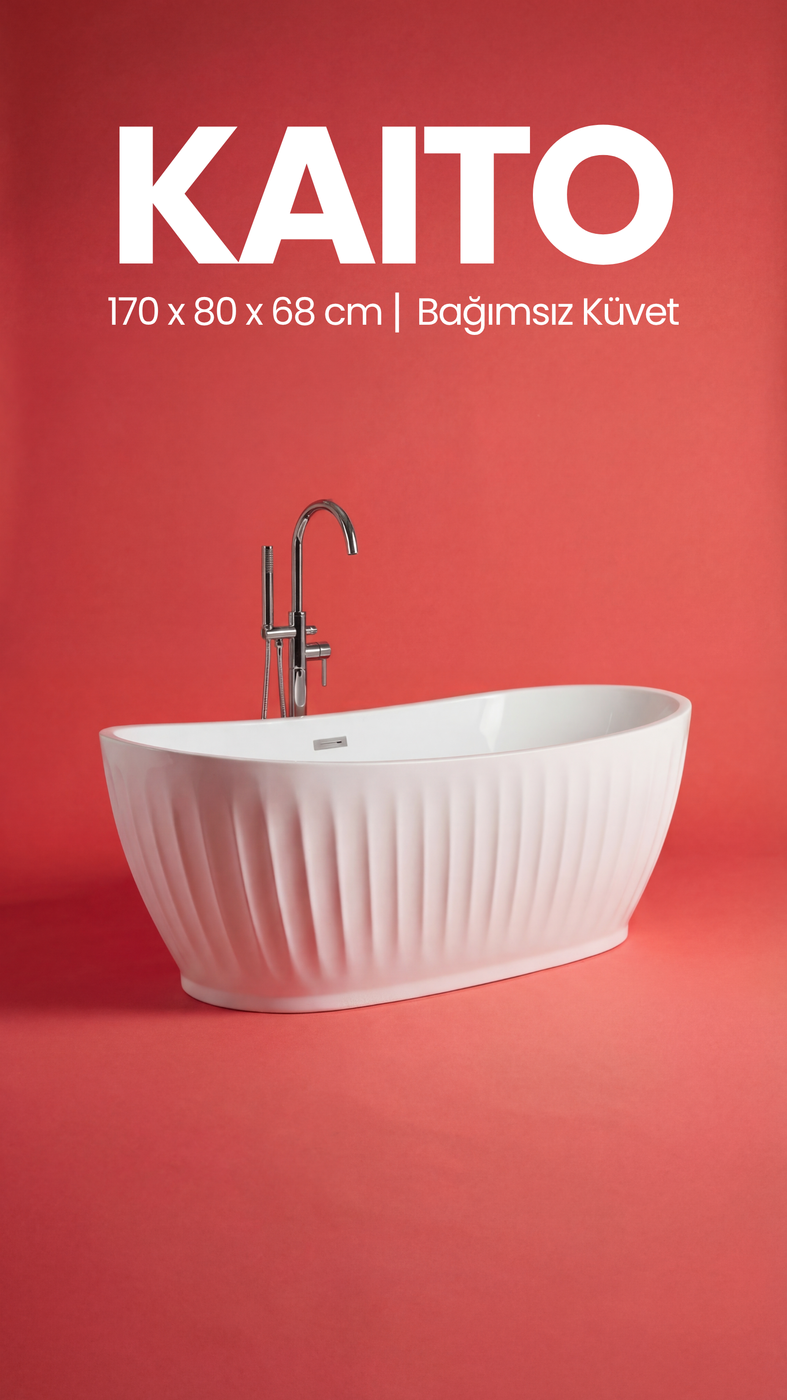 Kaito Beyaz Bağımsız Küvet - Serbest Duran Freestanding Küvet - Atlas Jakuzi