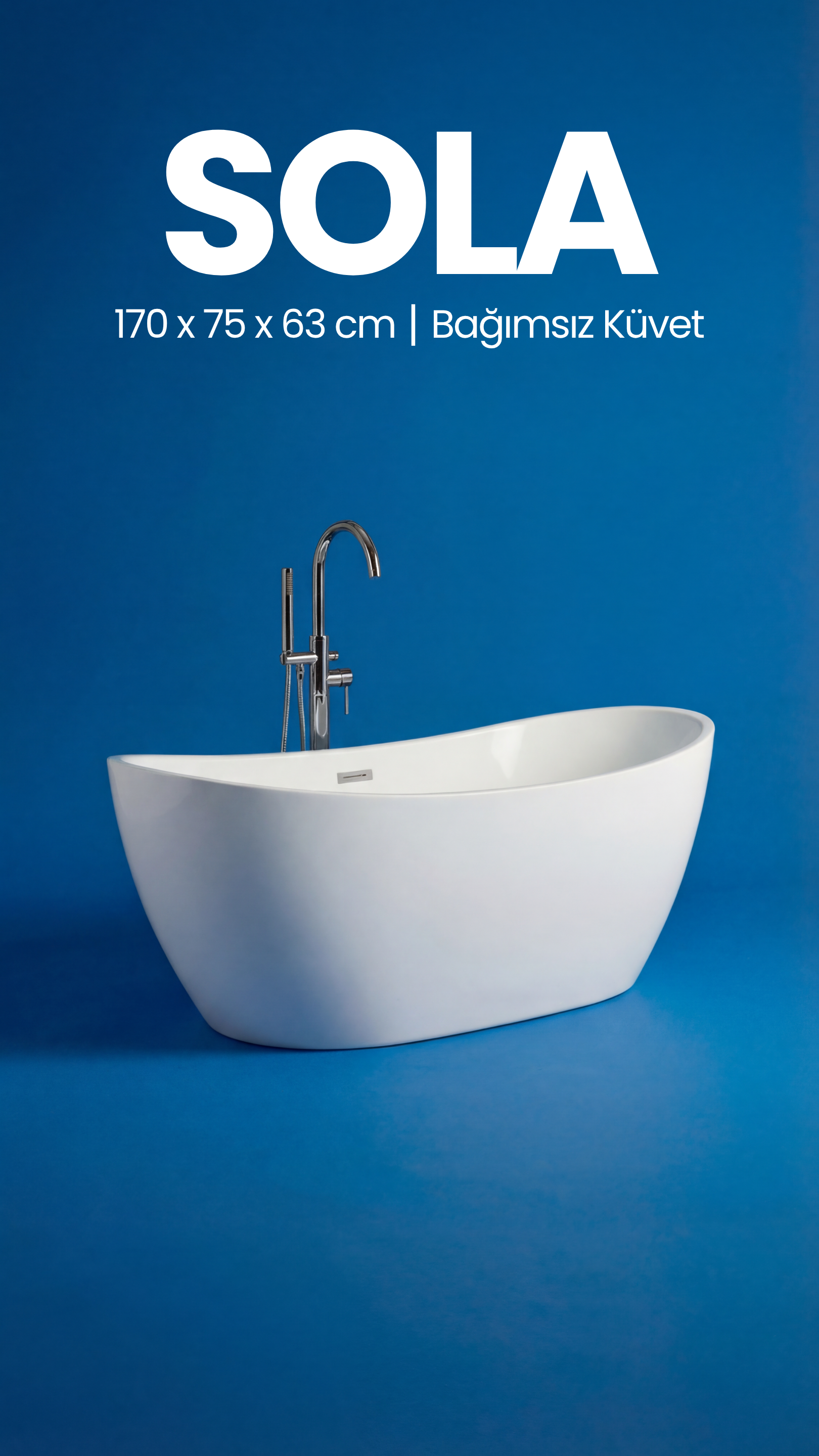 Sola Lüks Bağımsız Küvet - Beyaz Freestanding Küvet - Atlas Jakuzi
