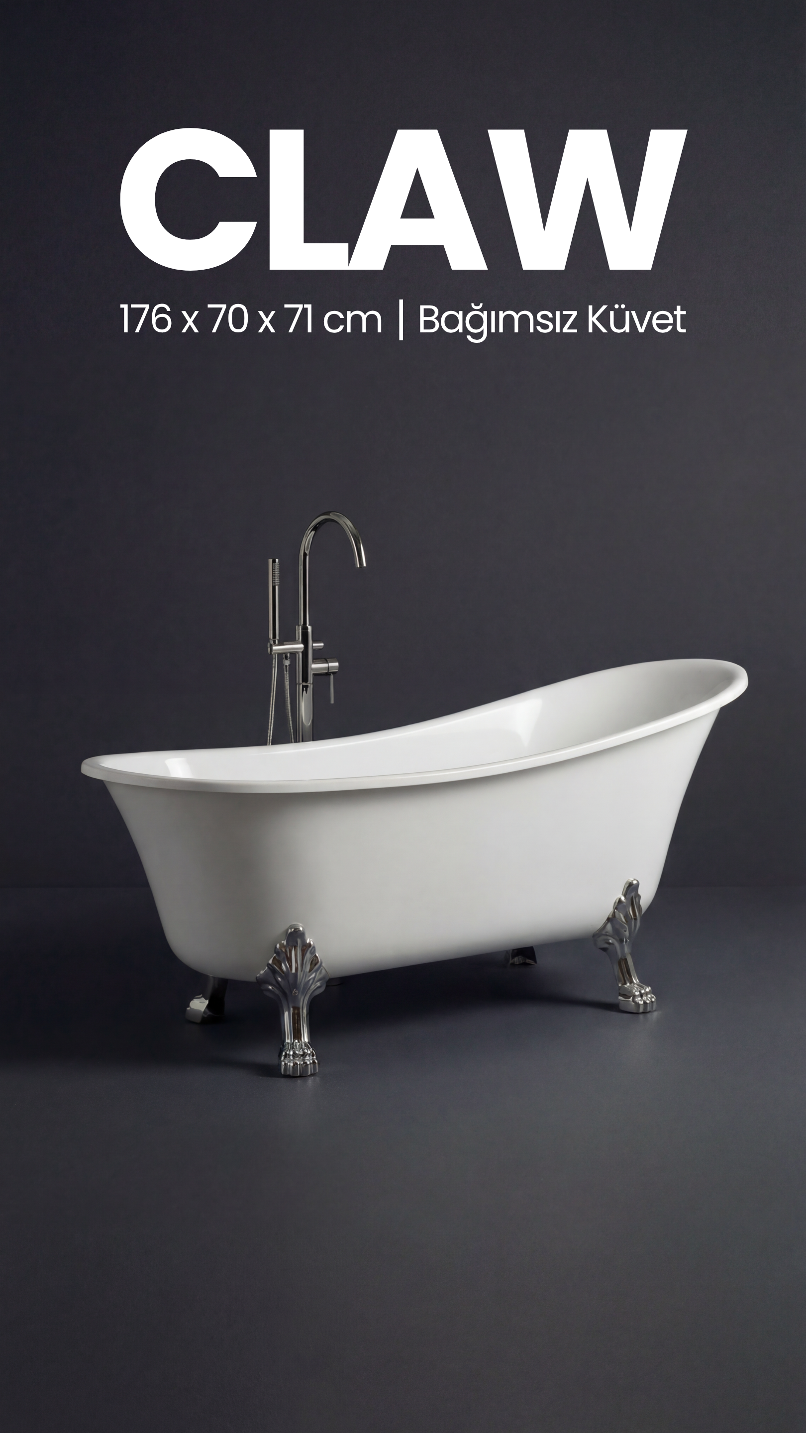 Aslan Ayaklı Klasik Bağımsız Küvet - Retro Freestanding Küvet - Atlas Jakuzi