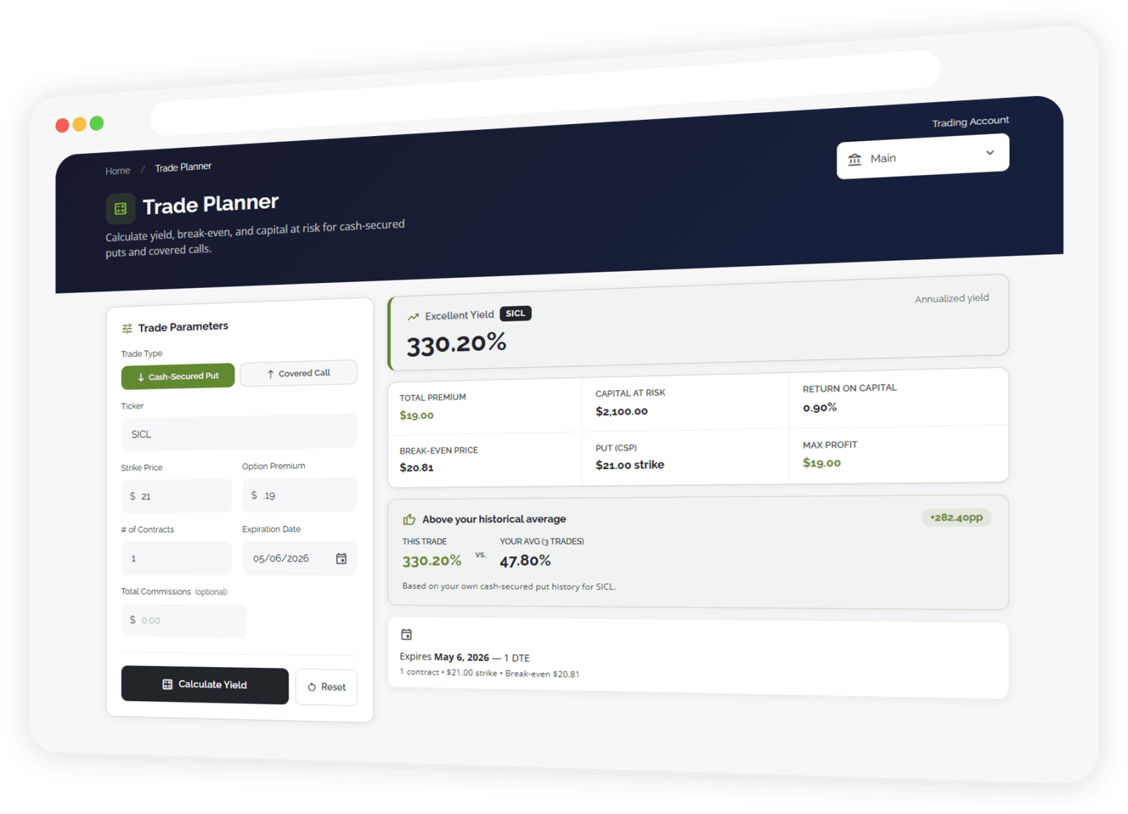 Preview of the Wheel Trade Planner