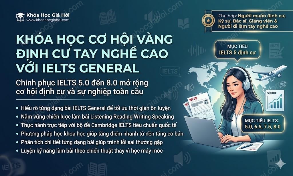 Khóa Học Cơ Hội Vàng Định Cư Tay Nghề Cao Với Ielts General