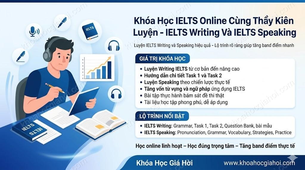 Khóa Học IELTS Online Cùng Thầy Kiên Luyện - IELTS Writing Và IELTS Speaking