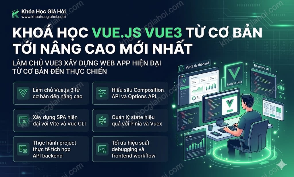 Khoá Học Vue.js (Vue3) Từ Cơ Bản Tới Nâng Cao Mới Nhất