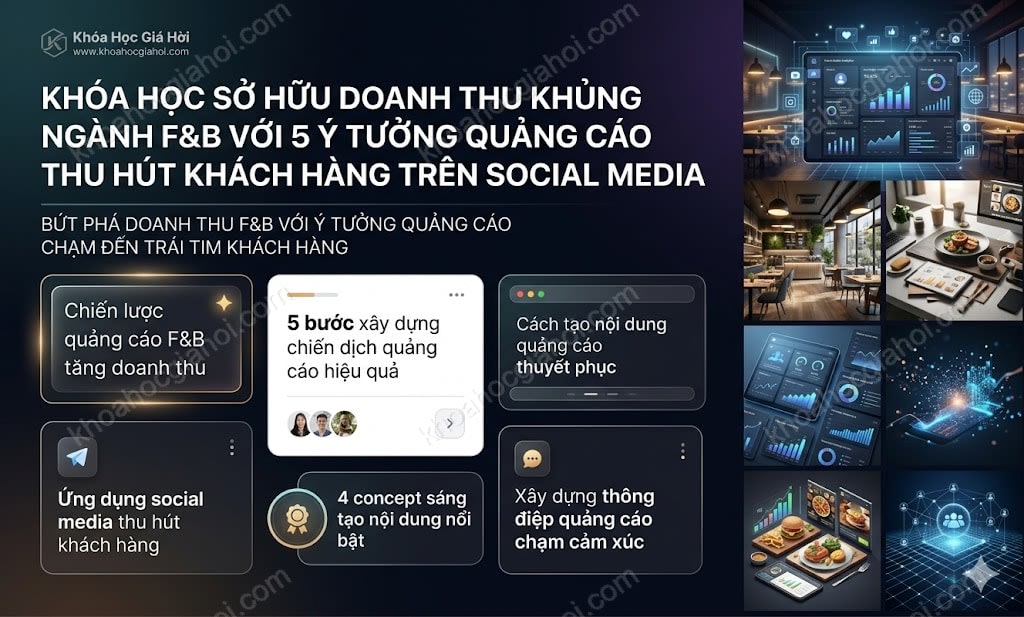 Khóa học Sở hữu doanh thu khủng ngành F&B với 5 ý tưởng quảng cáo thu hút khách hàng trên social media