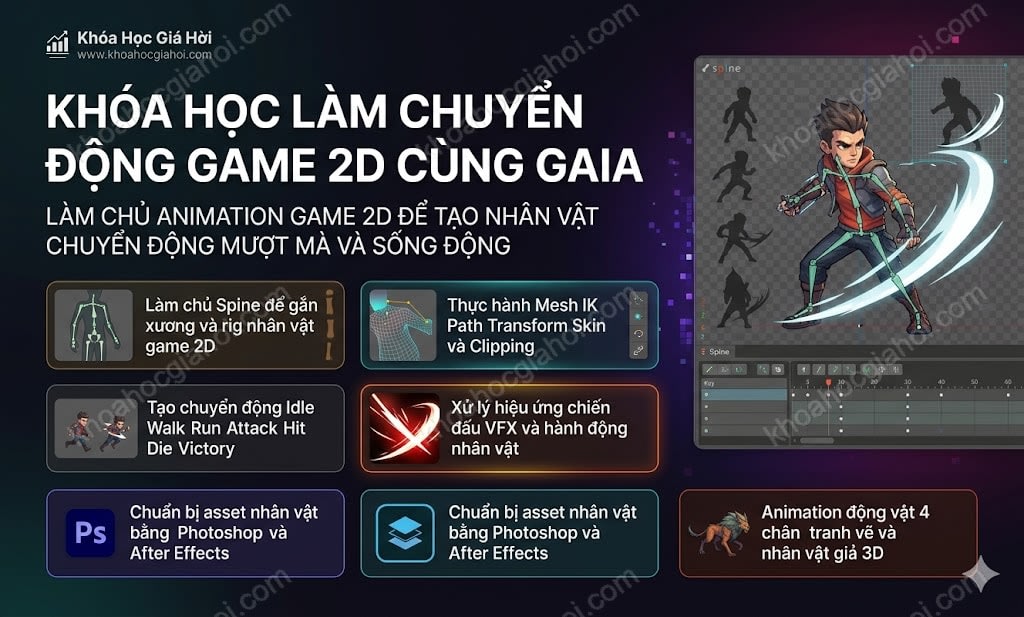 Khóa Học Làm Chuyển Động Game 2D Cùng Gaia