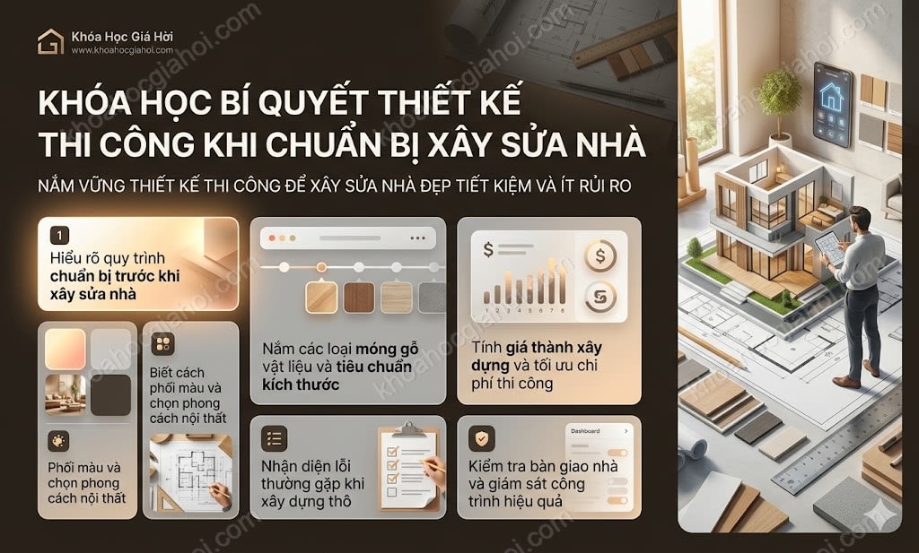 Khóa Học Bí Quyết Thiết Kế Thi Công Khi Chuẩn Bị Xây Sửa Nhà