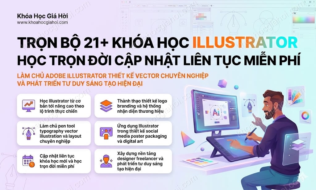 Trọn Bộ 21+ Khóa Học Illustrator – Học Trọn Đời, Cập Nhật Liên Tục Miễn Phí