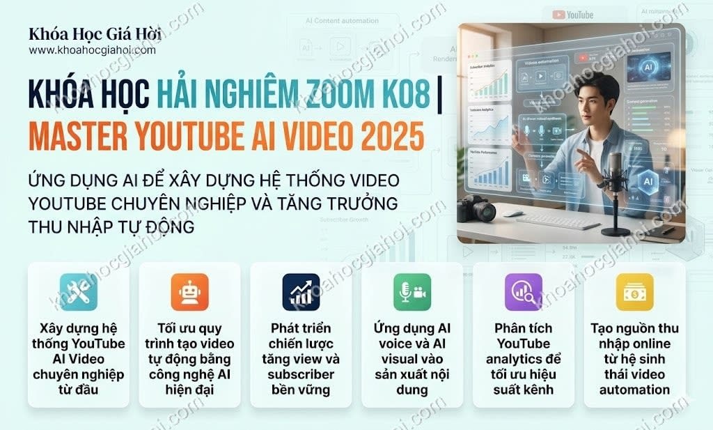 Khóa Học Hải Nghiêm Zoom K08 – Master Youtube AI Video 2025