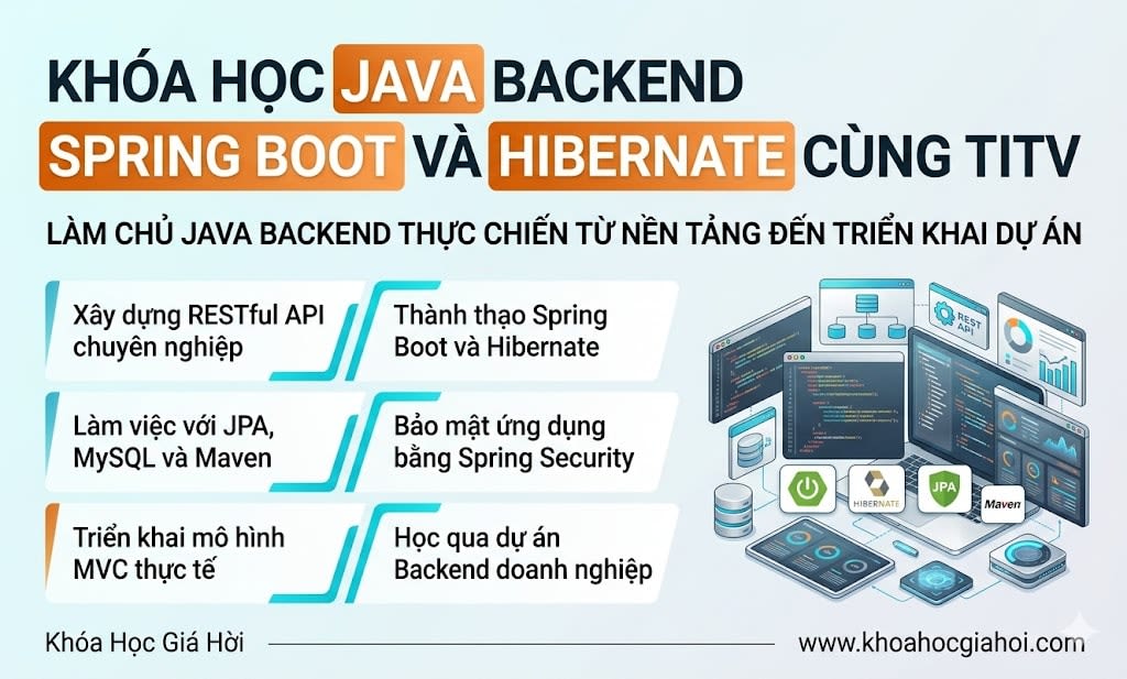 Khóa Học Java Backend Spring Boot Và Hibernate Cùng TITV Khóa Học Java Backend Spring Boot Và Hibernate Cùng TITV