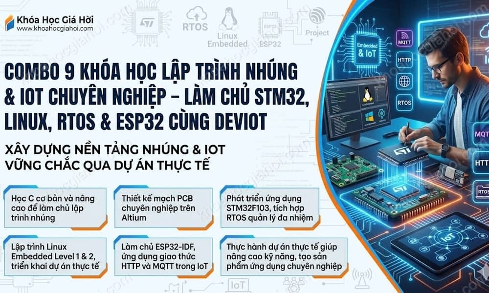 Combo 9 Khóa Học Lập Trình Nhúng & Iot Chuyên Nghiệp – Làm Chủ Stm32, Linux, Rtos & Esp32 Cùng Deviot