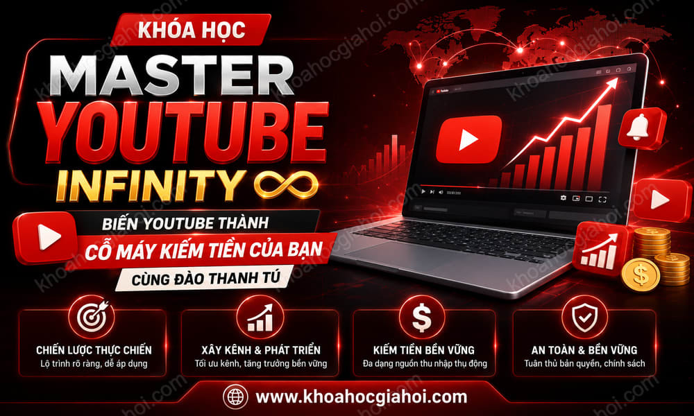 Khóa Học Master Youtube Infinity – Biến Youtube Thành Cỗ Máy Kiếm Tiền Của Bạn Cùng Đào Thanh Tú