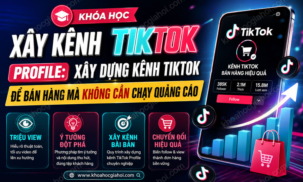 Khóa Học Xây Kênh Tiktok Profile: Xây Dựng Kênh Tiktok Để Bán Hàng Mà Không Cần Chạy Quảng Cáo