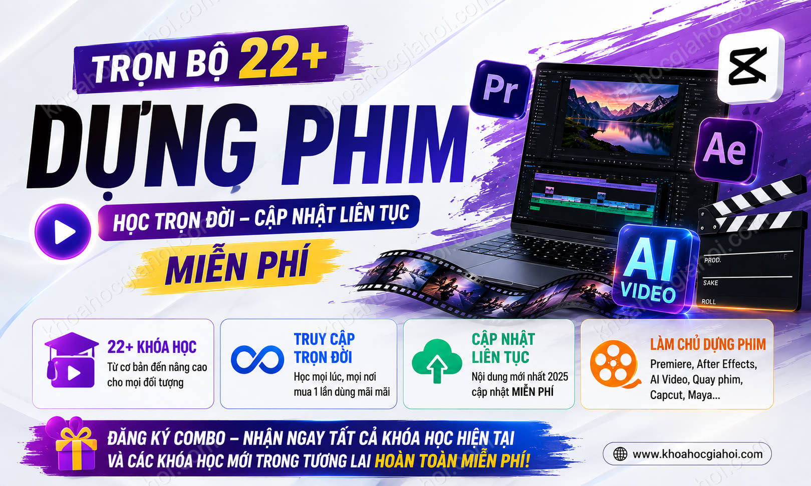 Trọn Bộ 22+ Khóa Học Dựng Phim – Học Trọn Đời, Cập Nhật Liên Tục Miễn Phí