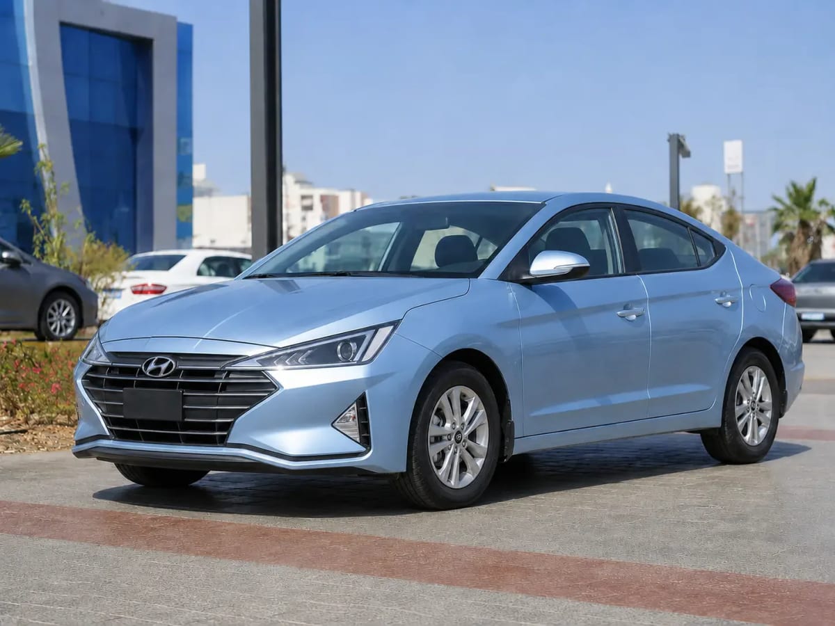 Front three-quarter view of the sky blue Hyundai AD 2025 available from OnTime Sharm car rental