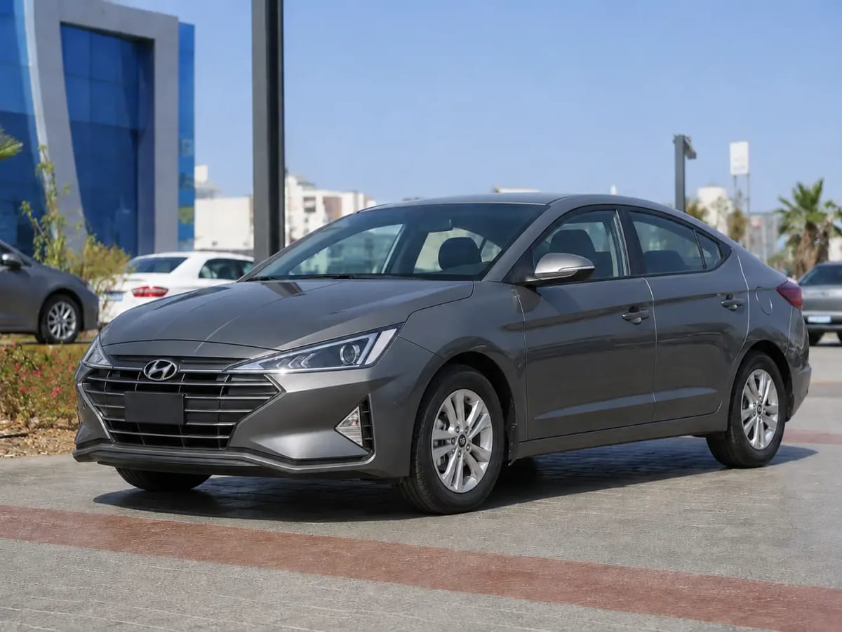 Front three-quarter view of the gunmetal Hyundai AD 2019 available from OnTime Sharm car rental