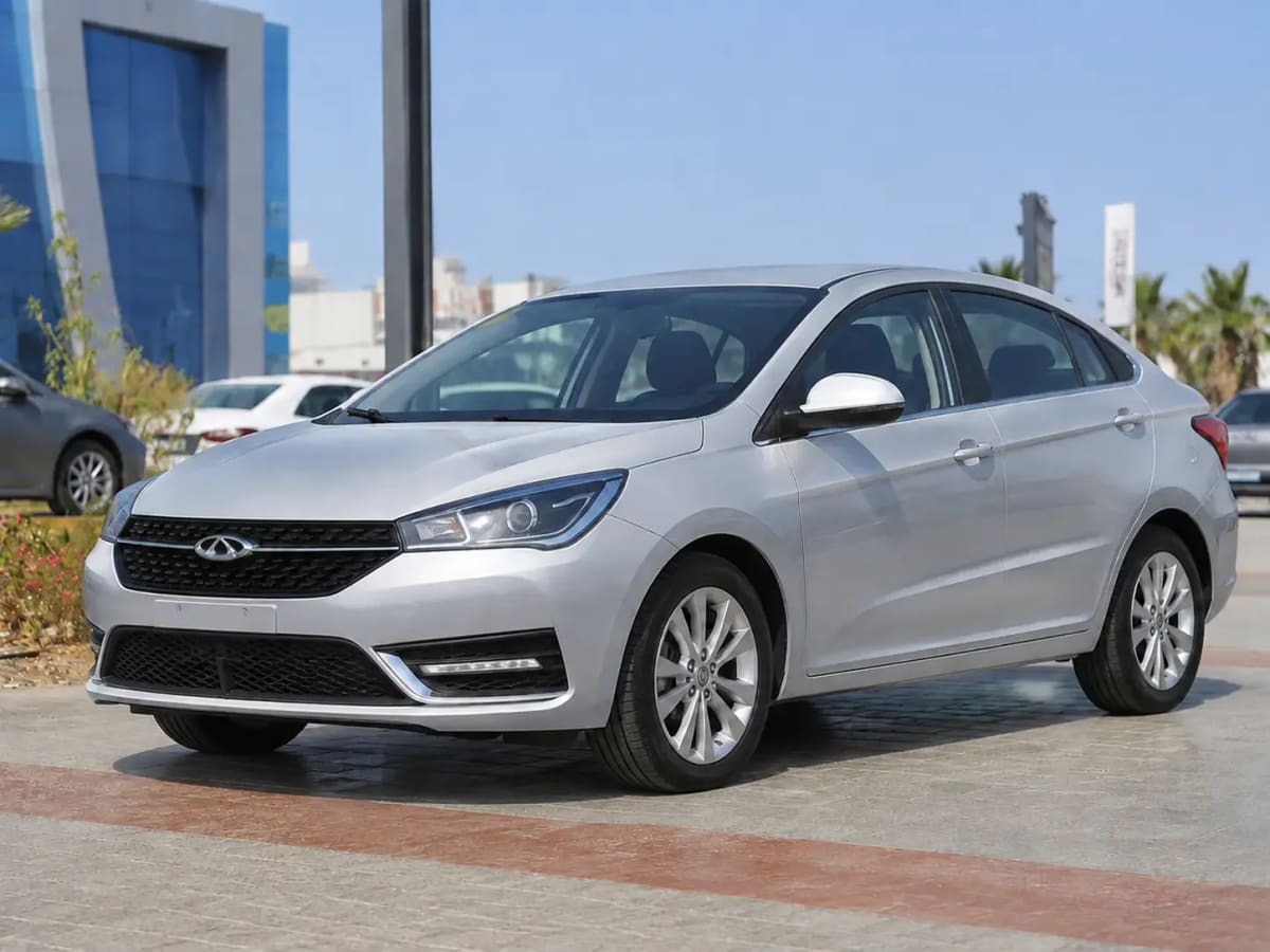 Front three-quarter view of the silver Arrizo 5 2025 available from OnTime Sharm car rental