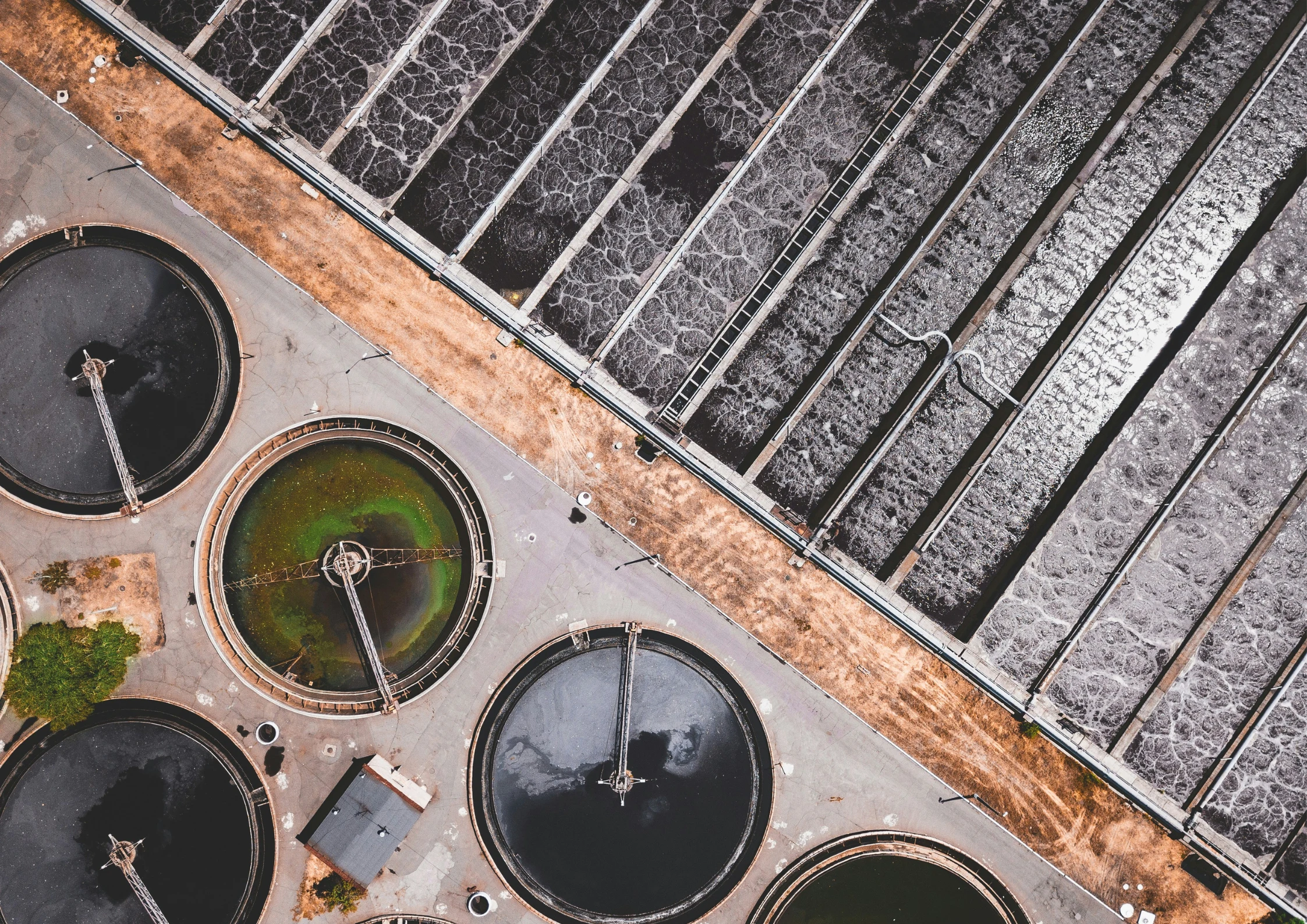 Aerial shot of waste treatment plant