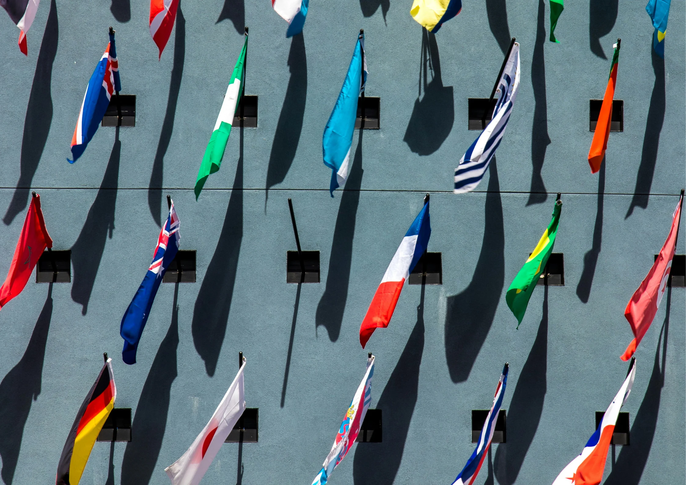 Wall of different countries of flags