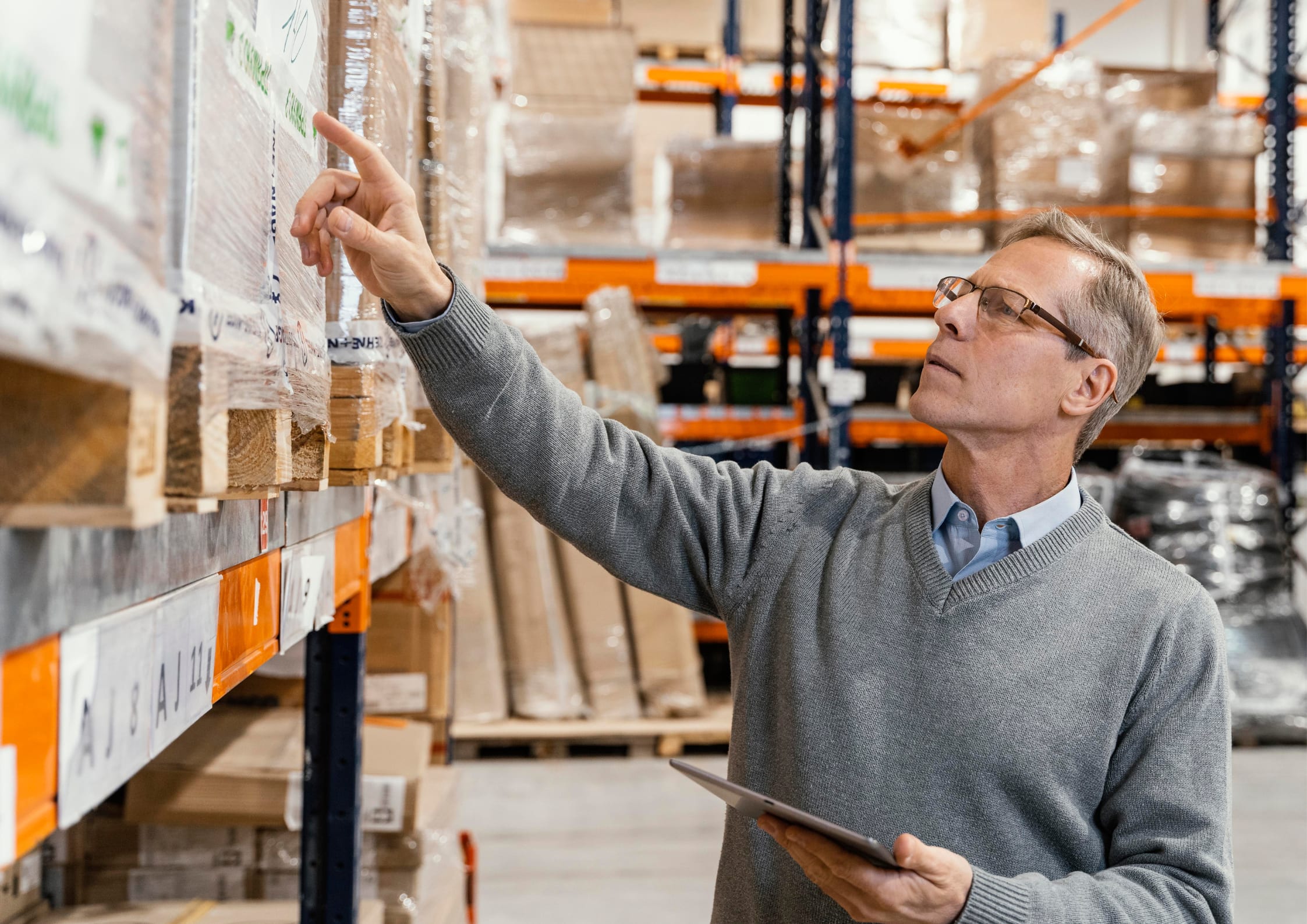 man in warehouse working