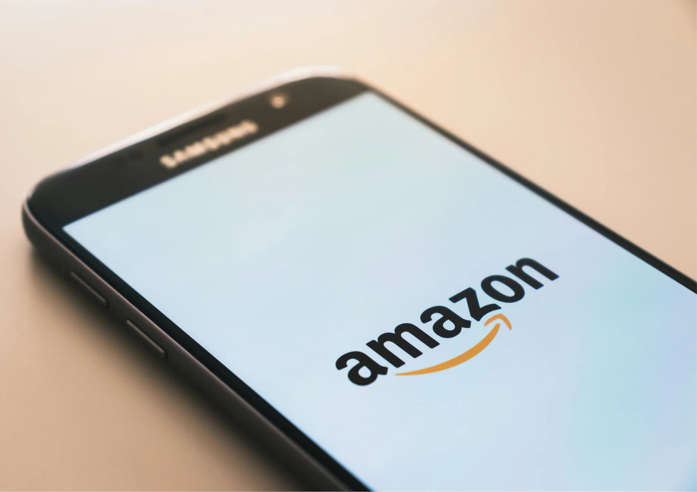 Side shot of amazon on a phone