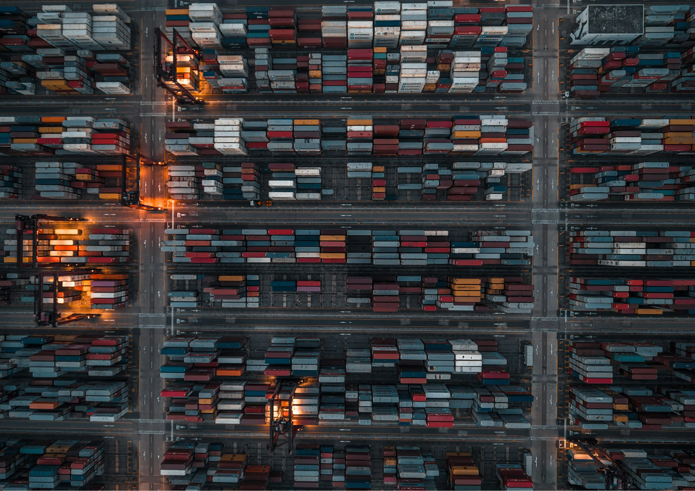 Aerial shot of shipping containers