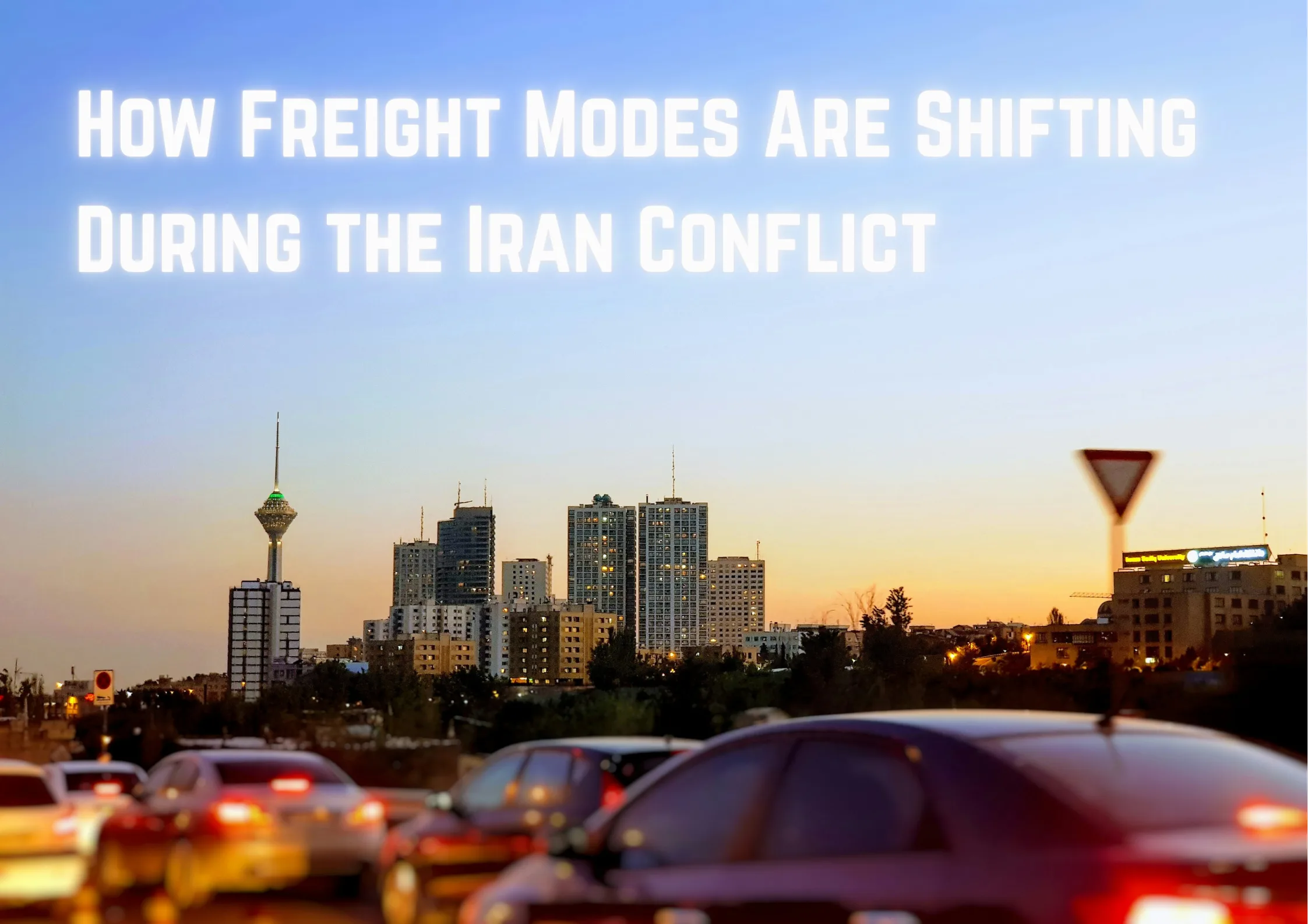 Shot of Tehran Iran traffic overlooking the city