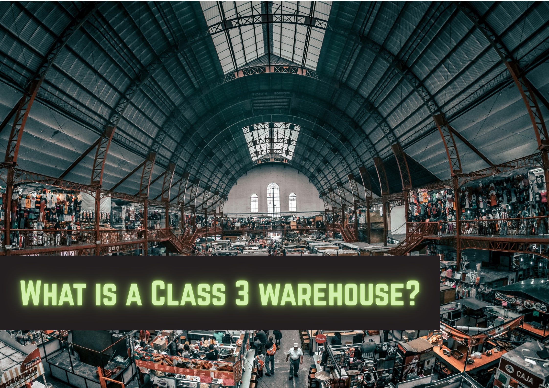 Optical lense effect of the inside of a warehouse with alot of publicly bonded (classs 3) inventory