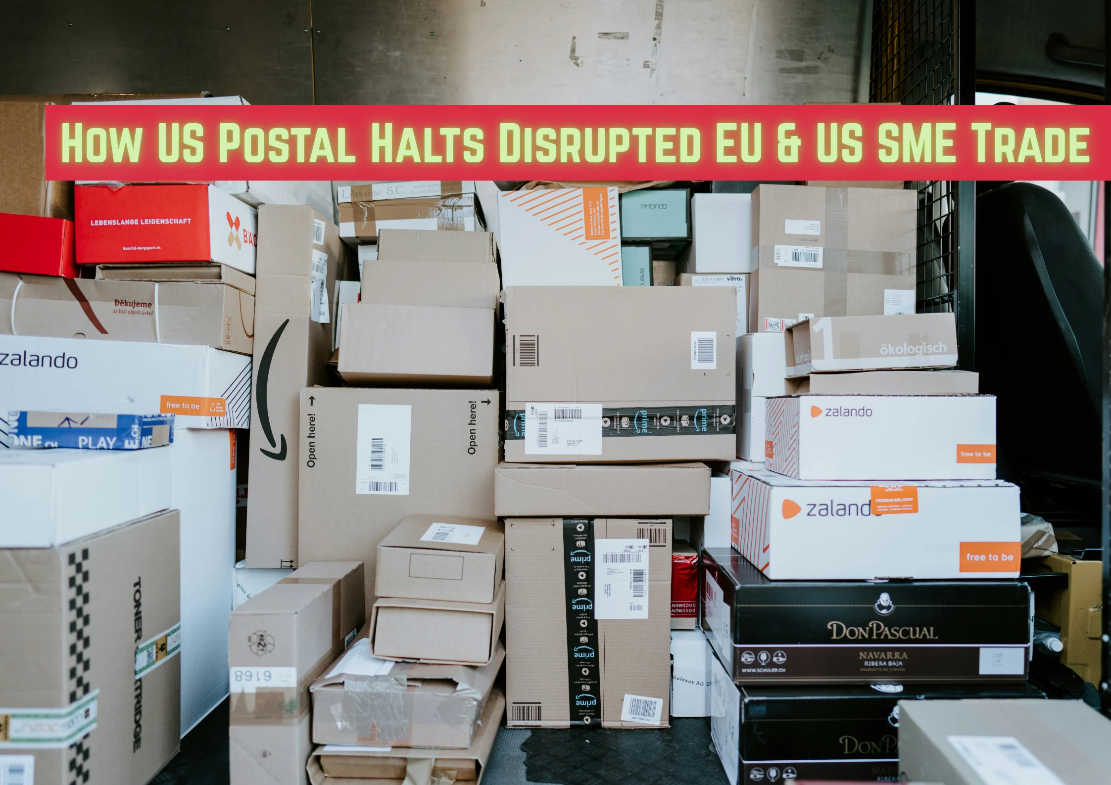 Inside the back of a postal service vehicle