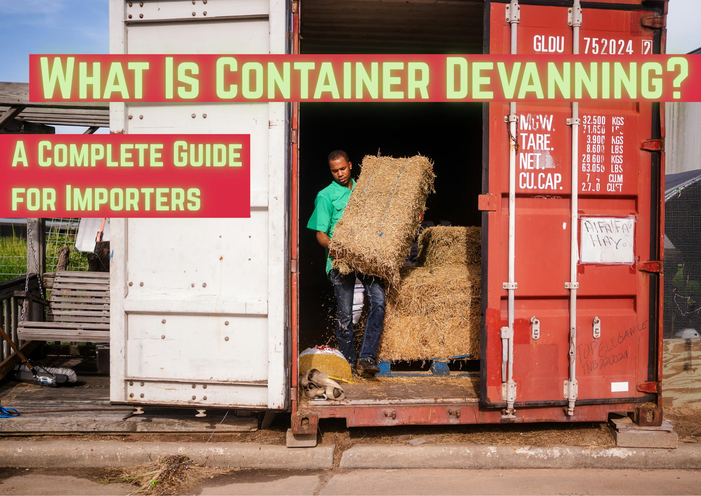 Container Devanning of bails of hay