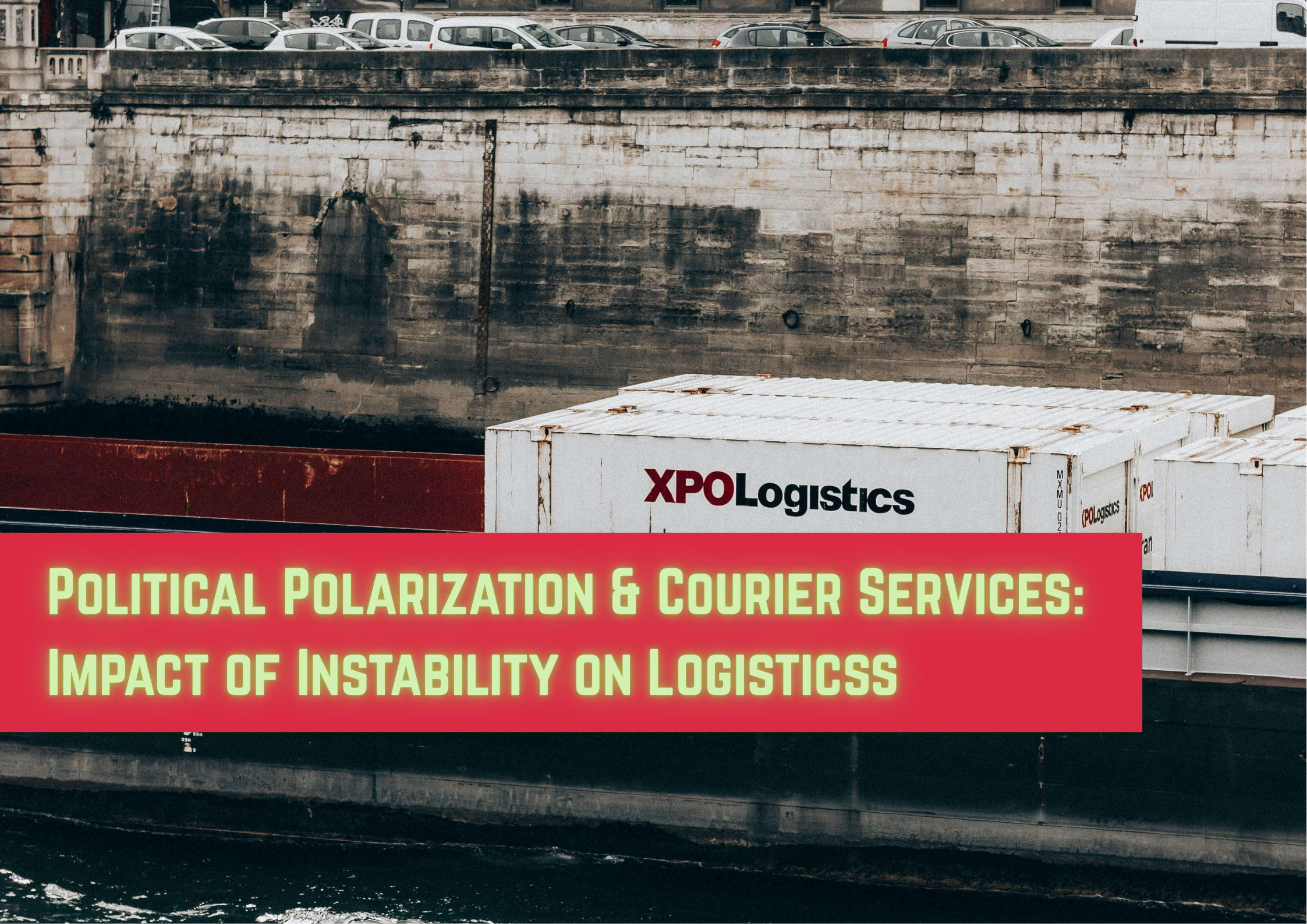 Aerial shot of a XPO logistics shipping container