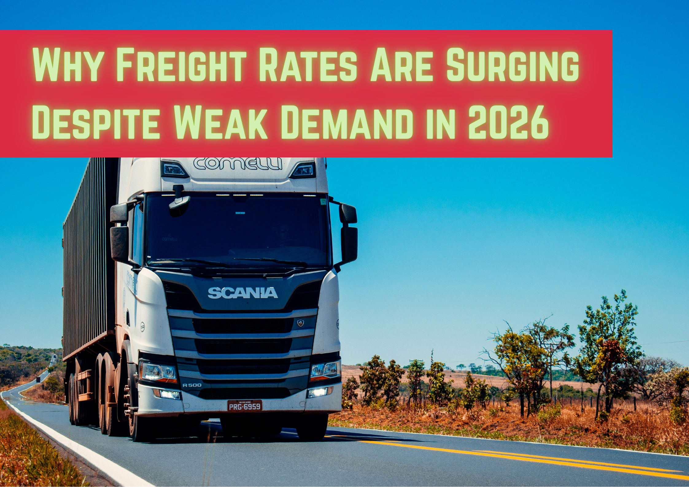 Scania truck heading down the road