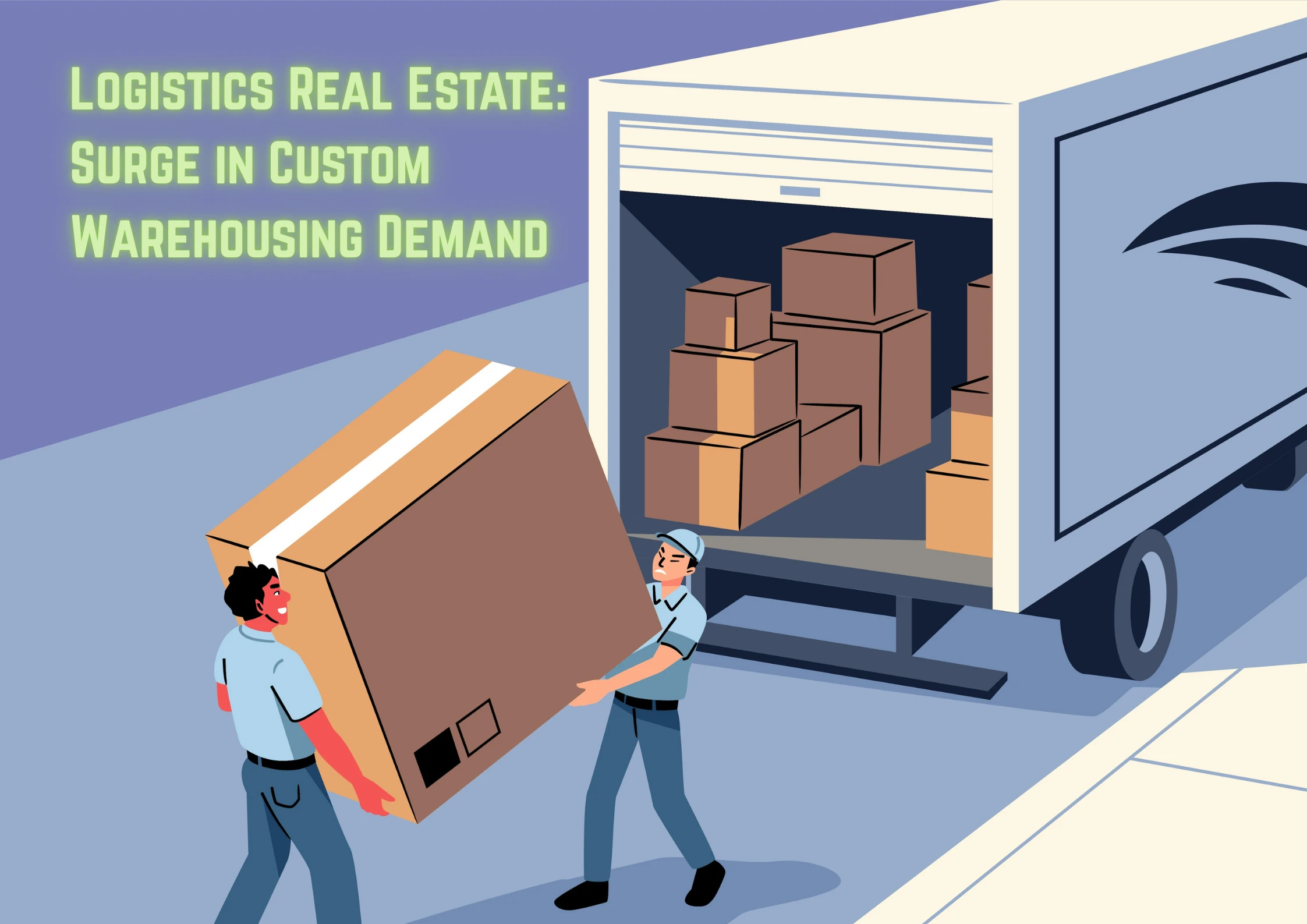 Iconographic shot of truck being unloaded representing logistics real estate in the warehouse market