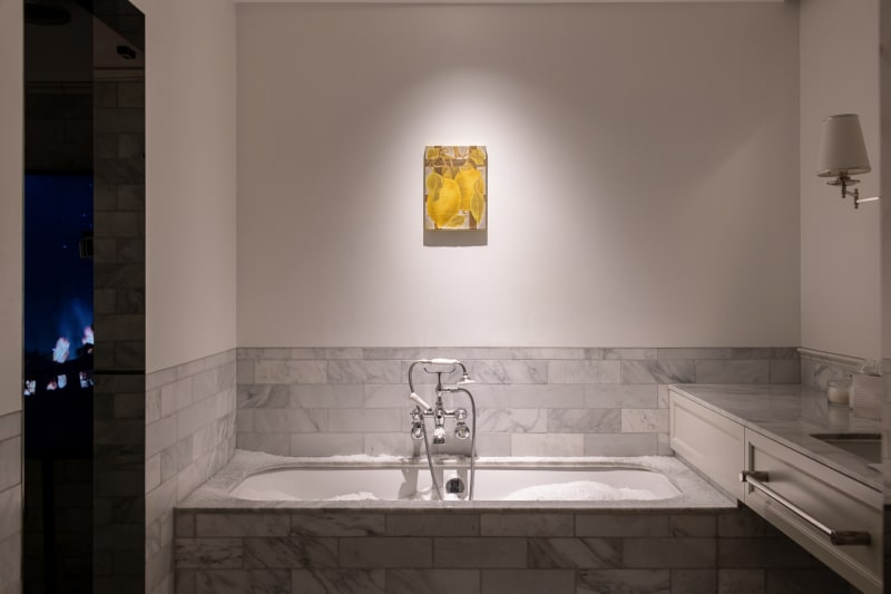 Installation view with Arsonist’s Daughter (2025) by Amélie Mckee and Melle Nieling on the right and work by Lily Hargreaves in the centre.