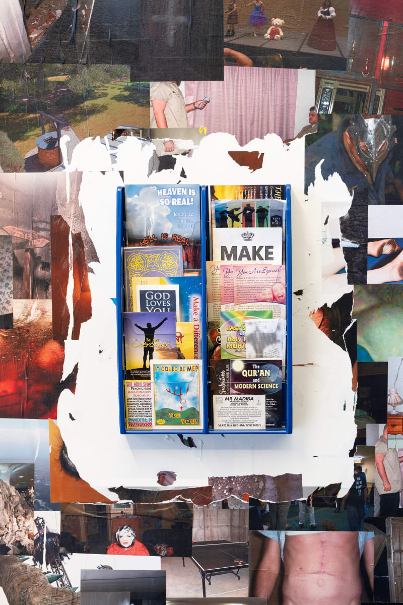 Collection of leaflets gifted to the artist by friends and gathered in various locations (2025) by Michelle Lee Johnson.