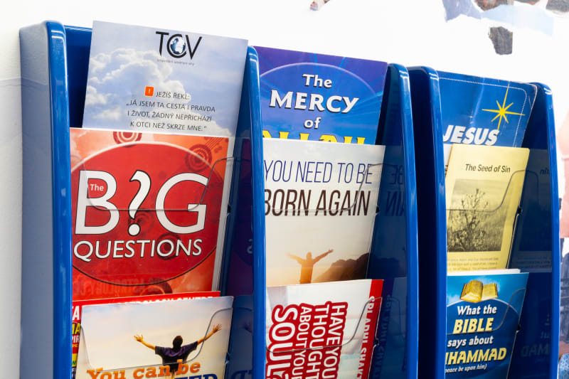 Collection of leaflets gifted to the artist by friends and gathered in various locations (2025) by Michelle Lee Johnson.