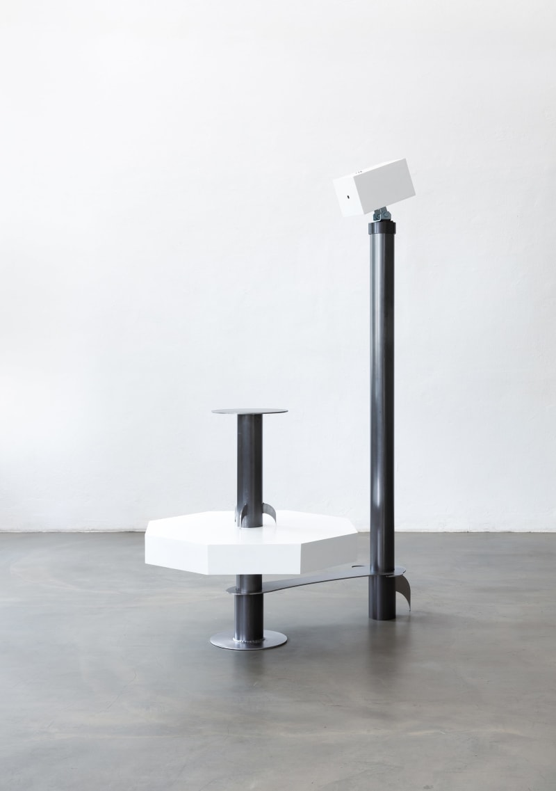 installation shot of n∰menon showing one of the sculptures made by Amélie Mckee