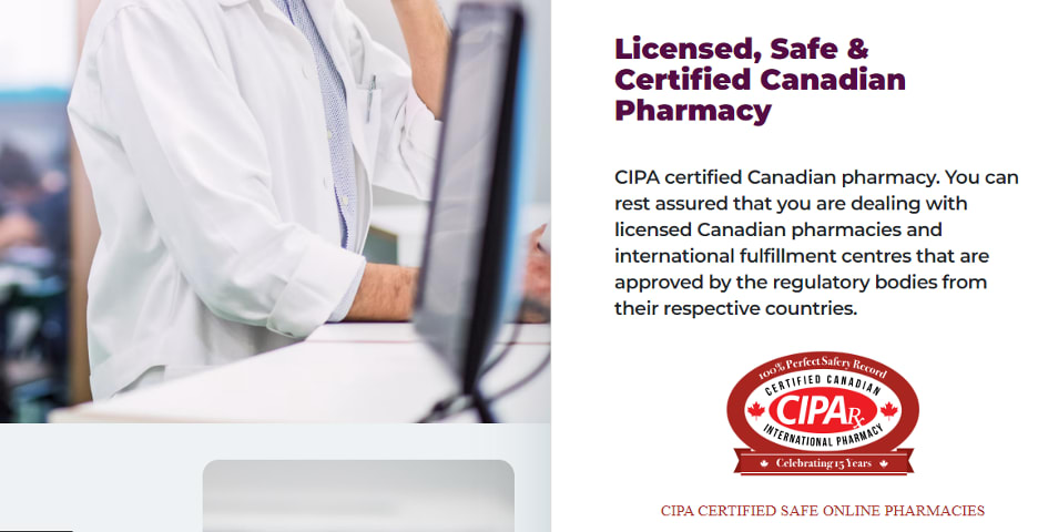 Screenshot of the My Drug Center website showing its CIPA certification