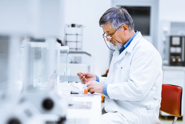 a scientist in a lab doing research