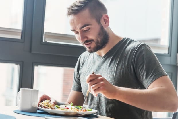 a man eating a meal