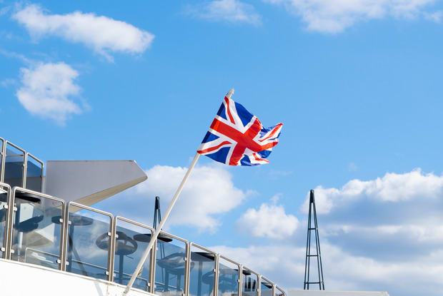 a union jack flag in the wind