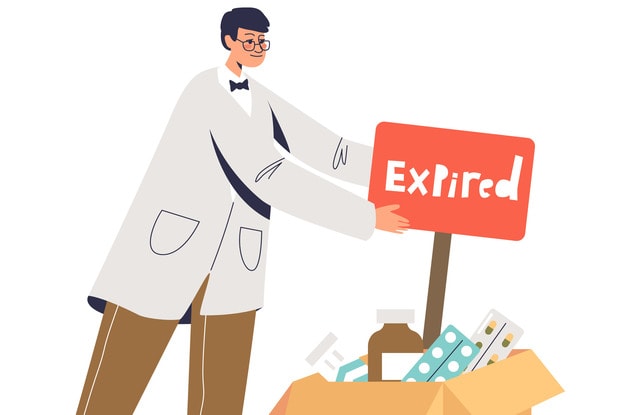 animation of doctor disposing of expired medication